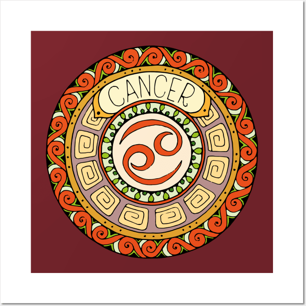 Cancer Zodiac Sign Colorful Birth Horoscope Circle Wall Art by peter2art